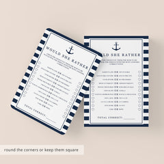 Nautical Baby Shower Game Would She Rather Instant Download