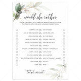 Modern Chic Would She Rather Baby Shower Game Printable by LittleSizzle