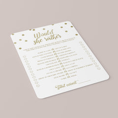Printable Would She Rather Baby Shower Game Gold Confetti