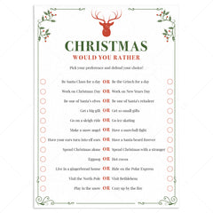 Christmas Would You Rather Game Instant Download by LittleSizzle