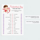 Fun Valentine's Day Game for Couples This or That