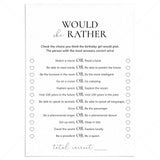 Would She Rather Birthday Game Printable by LittleSizzle