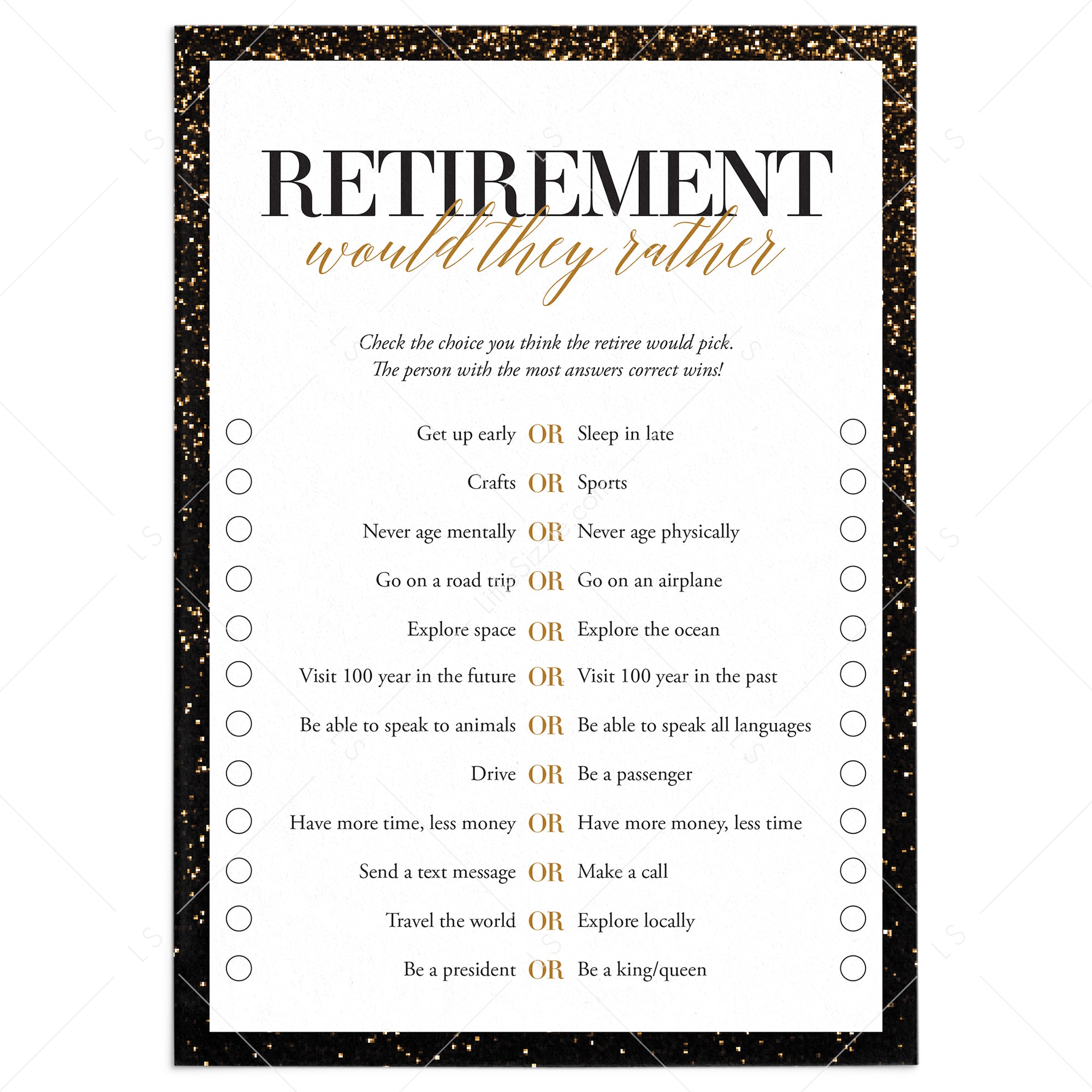 Funny Retirement Party Game Would They Rather by LittleSizzle