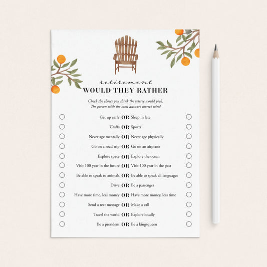 Would They Rather Retirement Party Game Printable by LittleSizzle