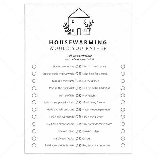 Fun Housewarming Party This or That Game Printable by LittleSizzle