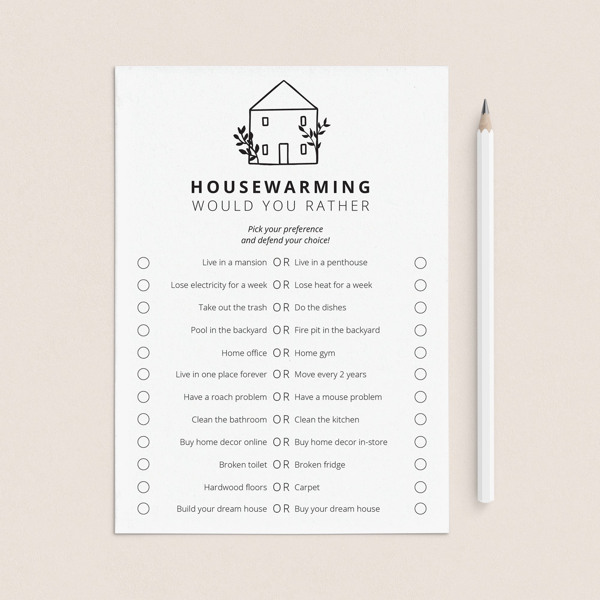 Fun Housewarming Party This or That Game Printable by LittleSizzle