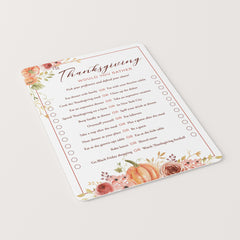 Floral Pumpkin Thanksgiving Games and Activities Printable
