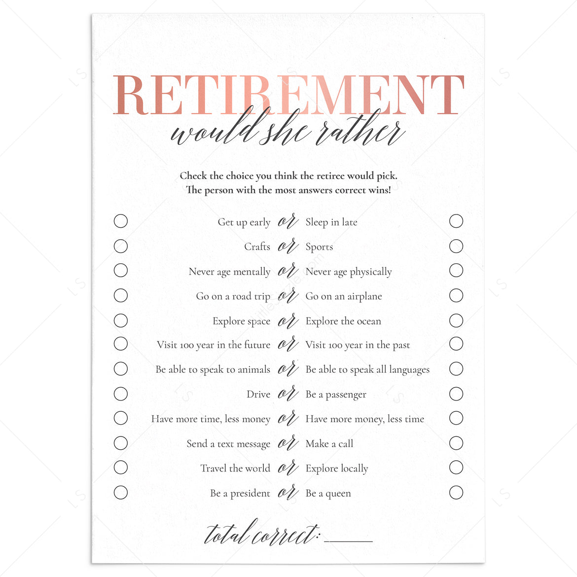 Printable Retirement Party Games for Her and Him – LittleSizzle