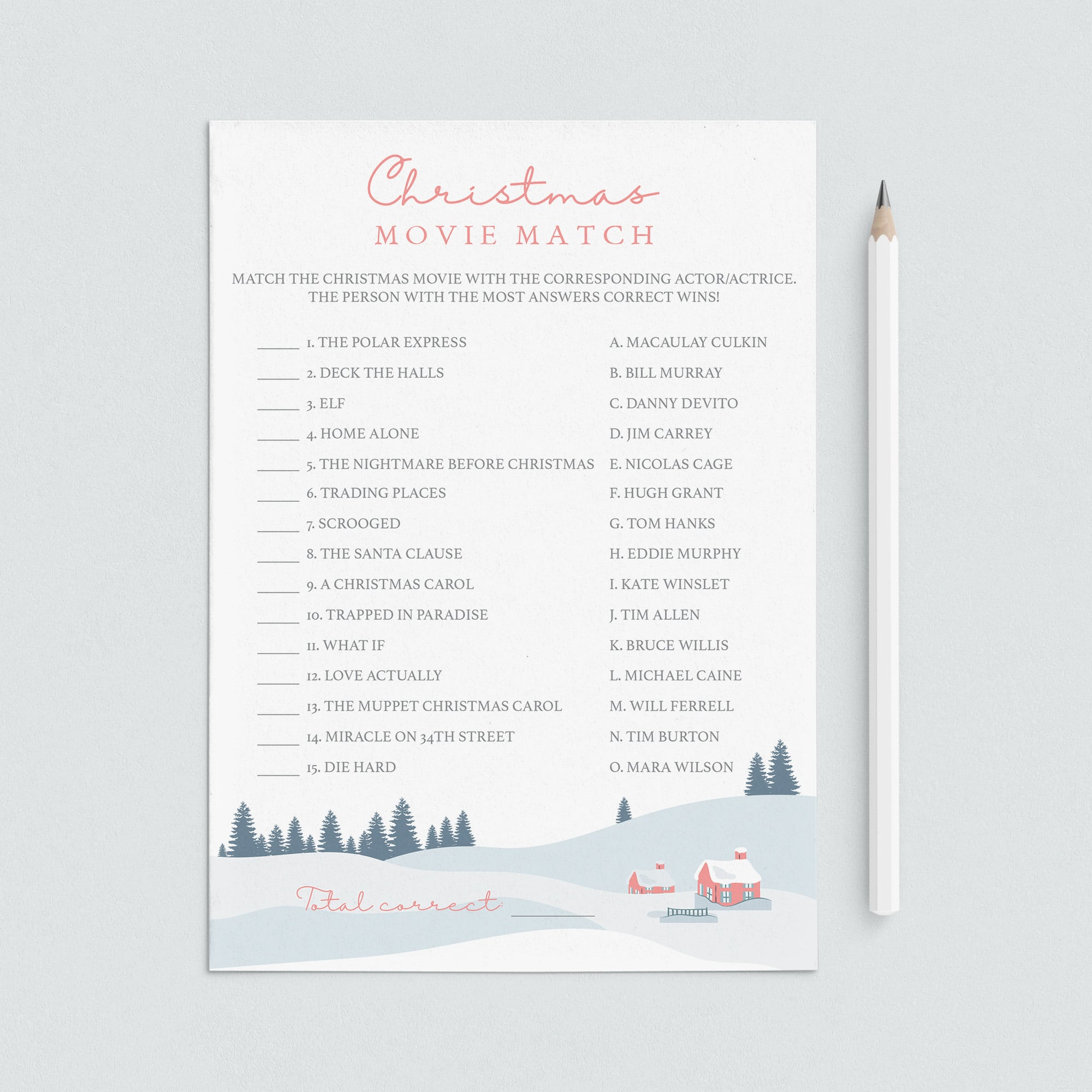 Christmas Movie Quiz Printable by LittleSizzle