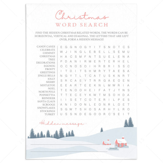 Printable Christmas Word Search for Kids and Adults by LittleSizzle