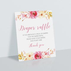 Pink boho baby shower table signs diaper raffle by LittleSizzle