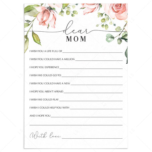 Dear Mom Letter Wishes for Mother's Day Template by LittleSizzle