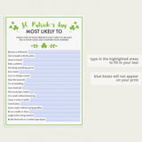 Fillable and Printable Games for Saint Patricks Day