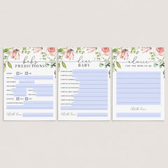 Virtual & Printable Baby Shower Games Bundle Watercolor Floral
