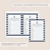 Nautical Baby Shower Word Scramble Printable & Fillable PDF Template