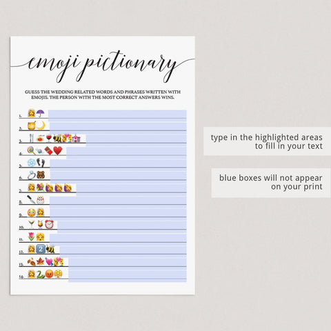 Bridal Shower Emoji Game | Black and White | Virtual & Printable ...