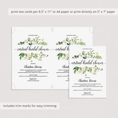 Virtual Bridal Shower Invitation Template Greenery