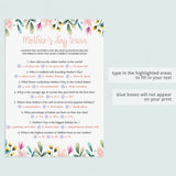 (Virtual) Mother's Day Quiz Instant Download