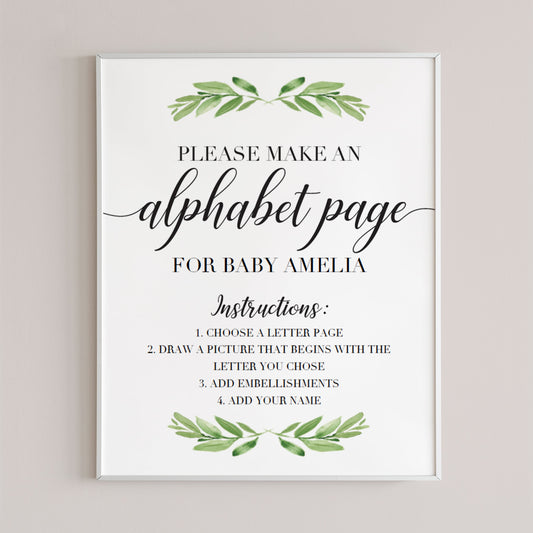 Instant download baby shower activity ABC book by LittleSizzle