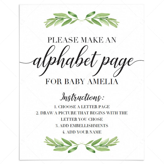 Baby shower alphabet book DIY printable by LittleSizzle