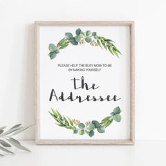Add your address envelope sign for greenery theme baby shower by LittleSizzle
