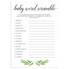 Baby Word Scramble game for baby shower by LittleSizzle