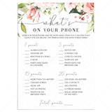 Blush Floral Birthday What's On Your Phone Game Printable by LittleSizzle