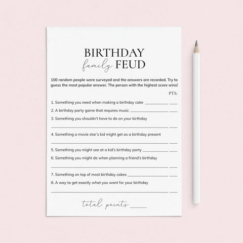 Birthday Family Feud Questions and Answers Printable | Birthday Feud ...