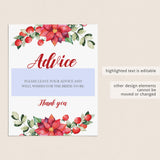 Christmas Bridal Shower Advice Sign Template