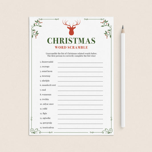 Xmas Word Scramble Game Printable by LittleSizzle
