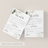 Gold Green Baby Shower Games Mad Libs Cards Printable