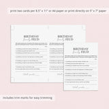 Minimalist Birthday Party Games for Her Printable