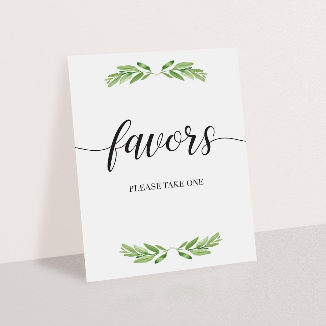 Favor sign greenery theme printable by LittleSizzle