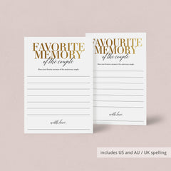 My Favorite Memory of the Anniversary Couple Gold Printable