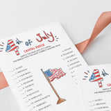 Fourth of July Party Matching Game Instant Download