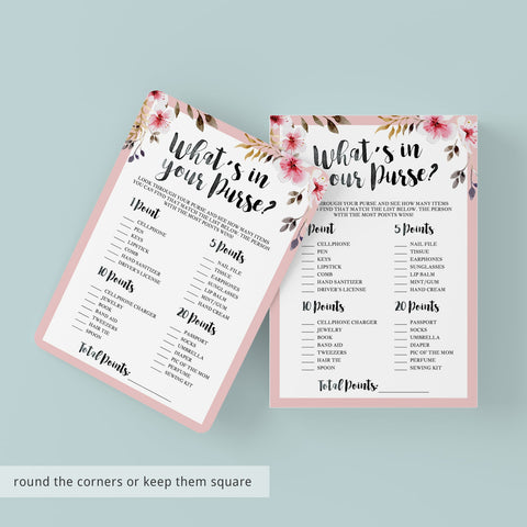 Printable Baby Purse Game for floral baby shower | Instant download ... Printable Baby Purse Game for floral baby shower | Instant download ...