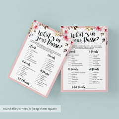 Pink baby what's in your purse game printable by LittleSizzle