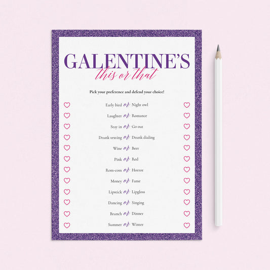 Printable Galentine's Day Game This or That Digital Download by LittleSizzle