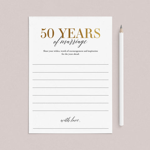 50th Anniversary Wishes Cards Printable | 50 Years of Marriage ...
