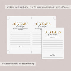 50th Anniversary Wishes Cards Printable