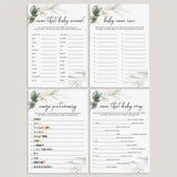 Chic Baby Shower Games Printable Watercolor Greenery and Gold by LittleSizzle