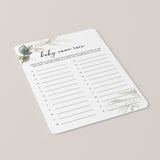 Chic Baby Shower Games Printable Watercolor Greenery and Gold
