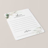 Botanical Wedding Advice Card Printable Instant Download