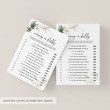 Mommy or Daddy Game Template for Greenery Gold Baby Shower