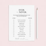 Birthday Icebreaker Game for Her Ever or Never Printable by LittleSizzle