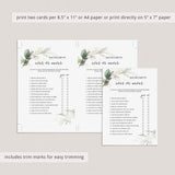 Ever or Never Bachelorette Party Game Greenery Gold