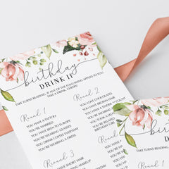 Women's Birthday Party Drinking Game Printable