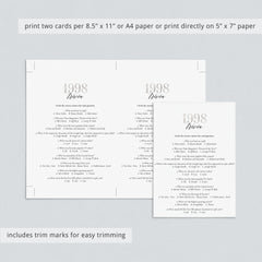 25th Anniversary Party Games Married in 1998 Printable