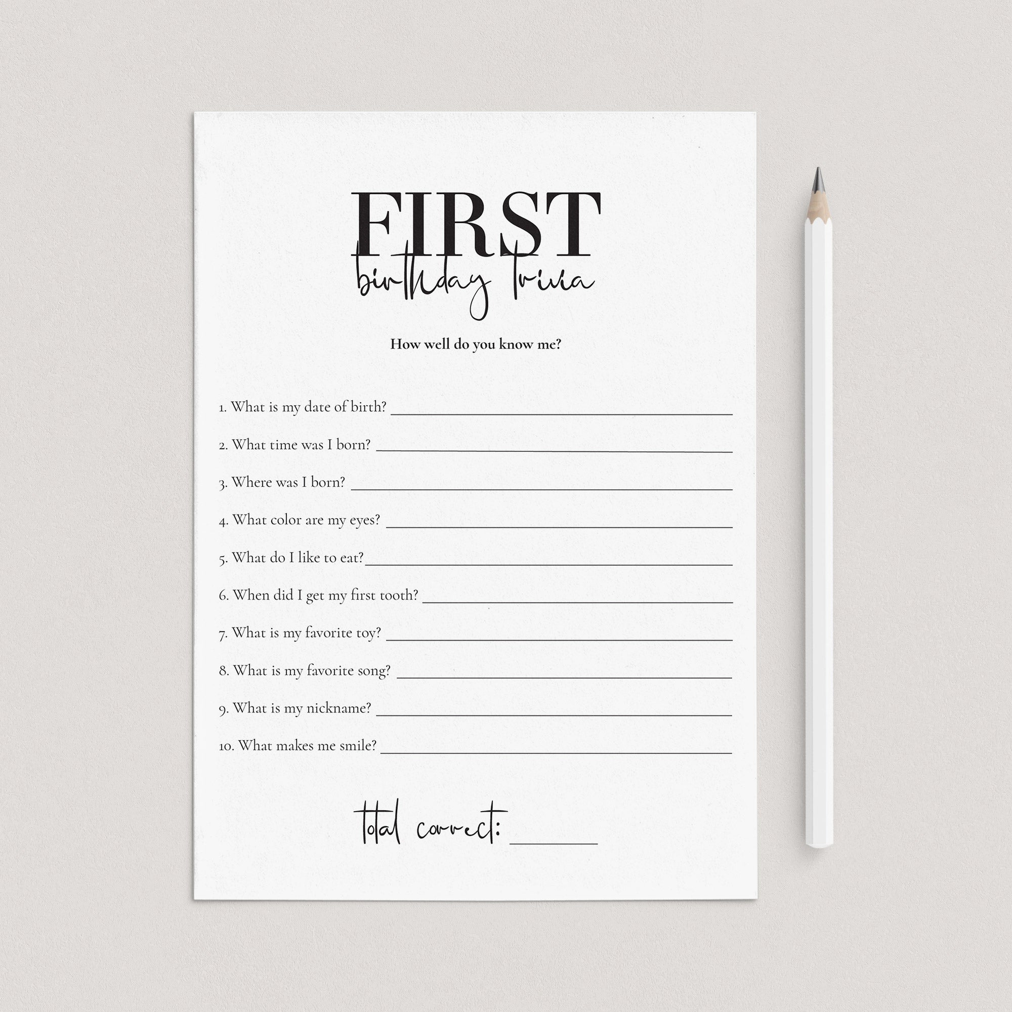 How Well Do You Know The One Year Old Game Printable by LittleSizzle