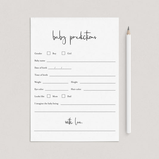 Minimalist Baby Predictions Card Printable by LittleSizzle